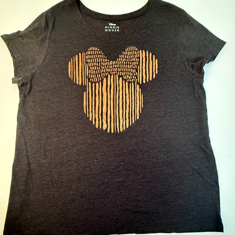 DISNEY MINNIE MOUSE GOLDEN GLITTER SHORT SLEEVE T-SHIRT WOMEN XXL